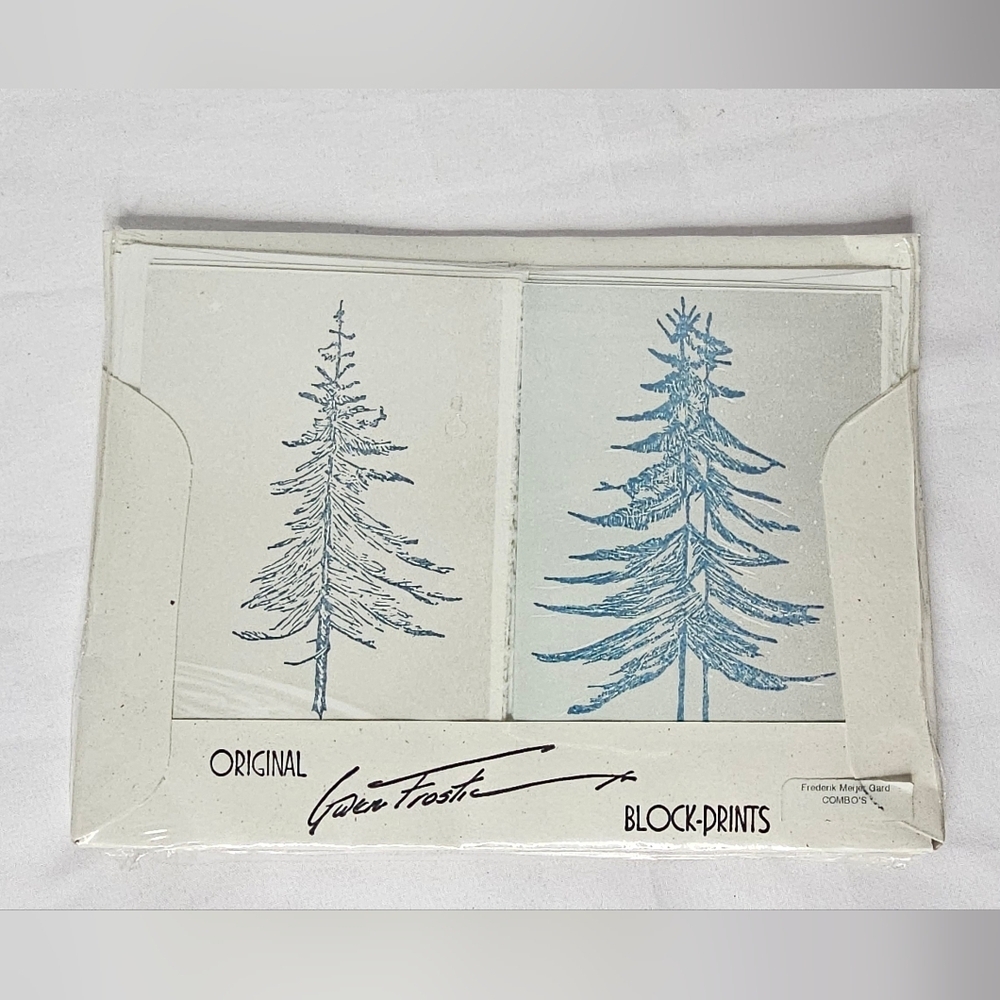 Gwen Frostic Original Block Prints Stationery Set Vtg Michigan Nature Trees NOS